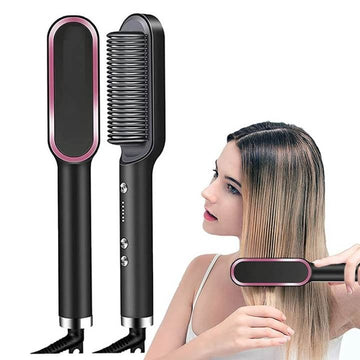 2 in 1 Hair Straightening Brush & Curler